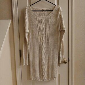 Roxy Cream Sweater Dress with Cable Knit Size Small